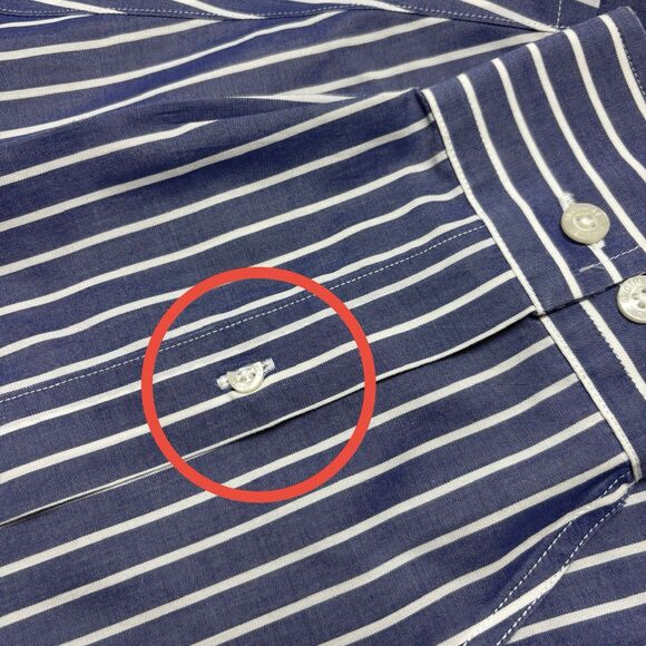 Brooks Brothers Navy Blue Stripped Non iron Men L Button Down Shirt Long Sleeve - Picture 4 of 7